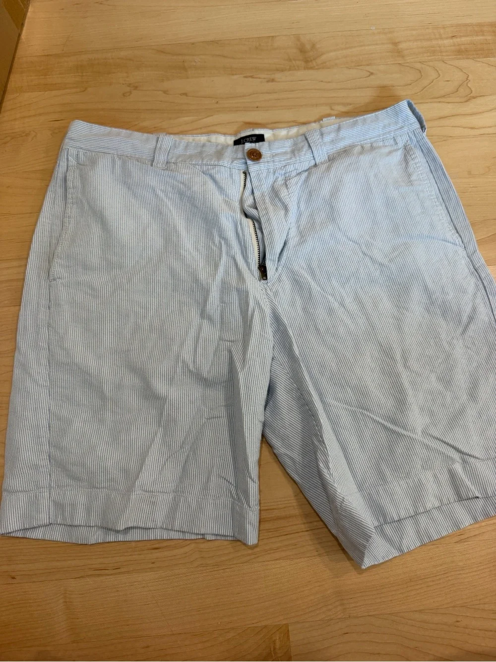 J. Crew Light Blue Pinstriped Casual Button-Down Shirt